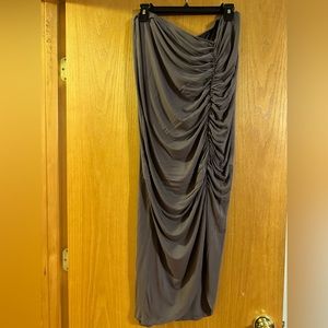 Ruched mocha slit skirt